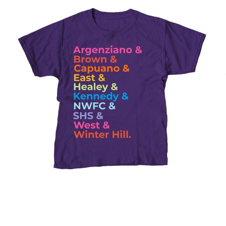 Somerville PTAs Rainbow Tees for Scholarships, a Purple Youth Unisex Tee