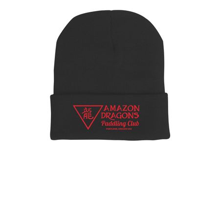 ADPC Red Logo Beanies, a Black Printed Cuffed Beanie