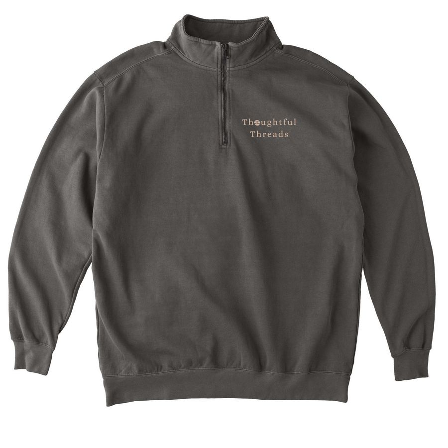 Thoughtful Threads, a Pepper Comfort Colors Quarter Zip Pullover