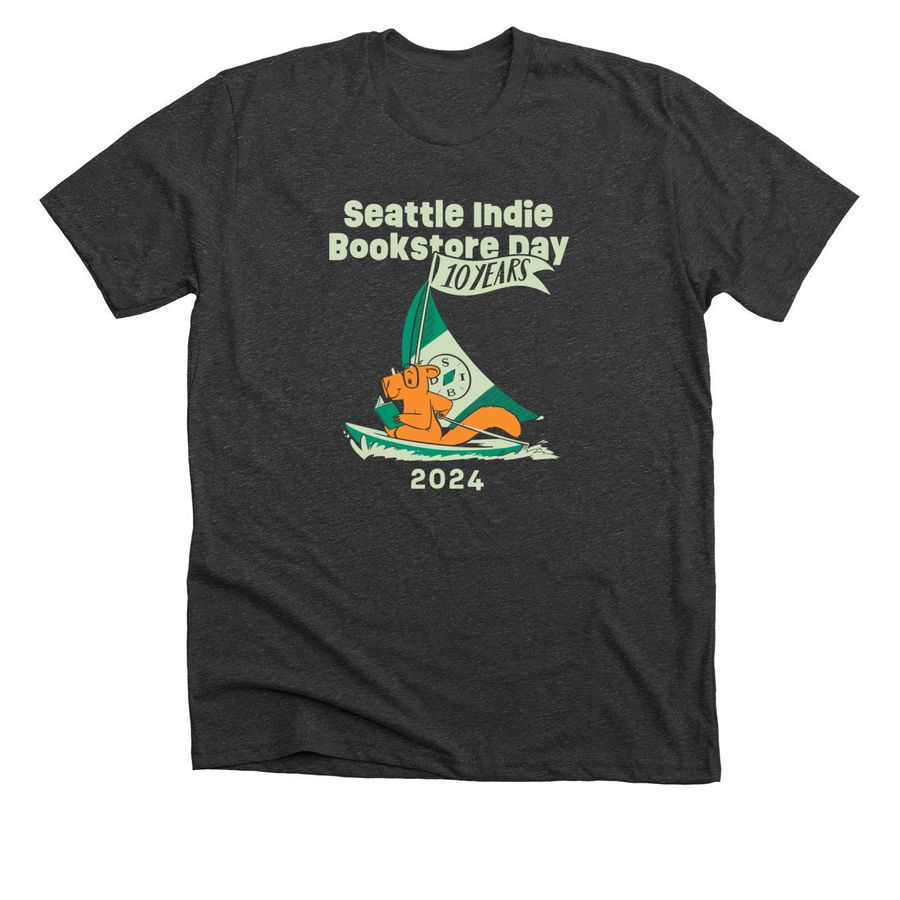 Seattle Indie Bookstore Day 2024, a Charcoal Premium Unisex Tee