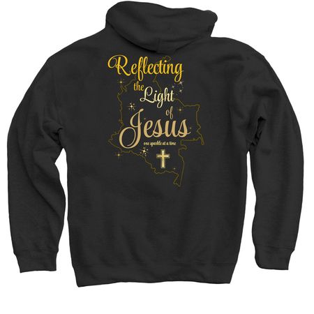 Reflecting the Light of Jesus, a Black Pullover Hoodie
