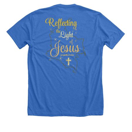 Reflecting the Light of Jesus, a Heather True Royal Premium Unisex Tee