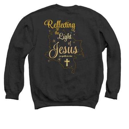 Reflecting the Light of Jesus, a Black Crewneck Sweatshirt