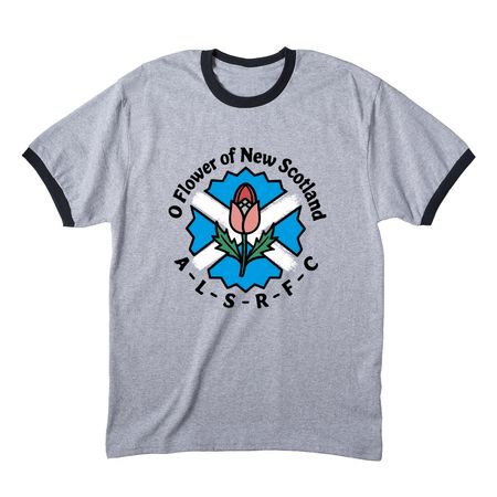 O Flower of New Scotland, a Athletic Heather/ Jet Black Cotton Ringer Tee