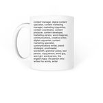 job title, a White Coffee Mug (back-view)