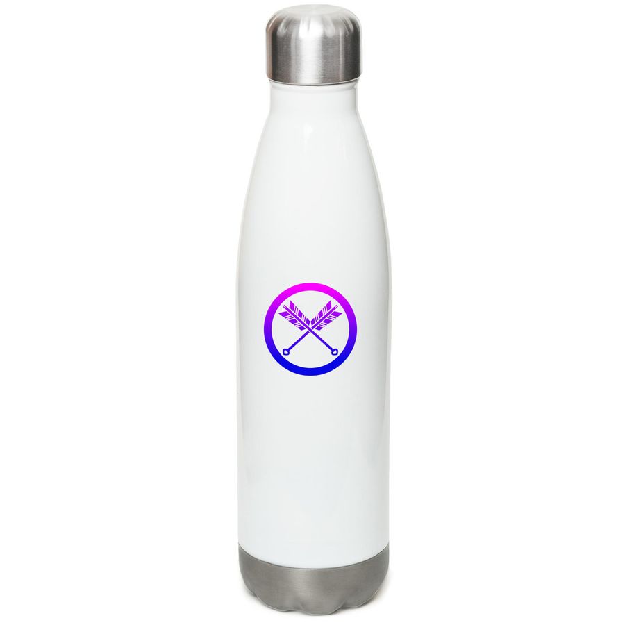 ???? (Hyakuren Jitoku)&nbsp;, a White Stainless Steel Water Bottle (back-view)