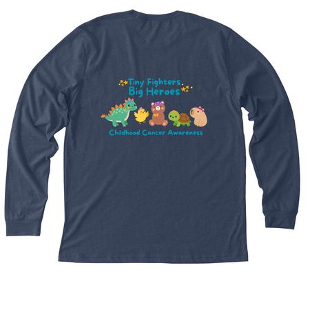 Tiny Fighters, Big Heroes, a Heather Navy Premium Long Sleeve Tee