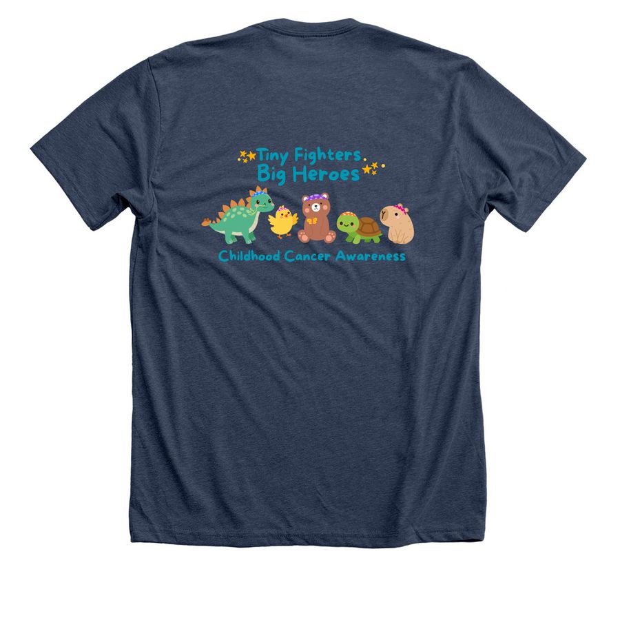 Tiny Fighters, Big Heroes, a Heather Navy Premium Unisex Tee