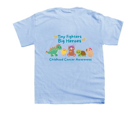 Tiny Fighters, Big Heroes, a Light Blue Youth Unisex Tee