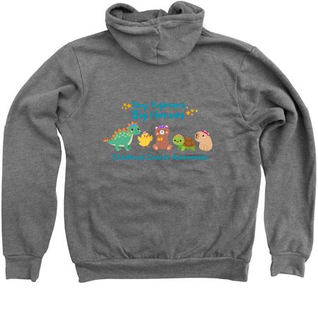 Tiny Fighters, Big Heroes, a Deep Heather Zip Up Hoodie