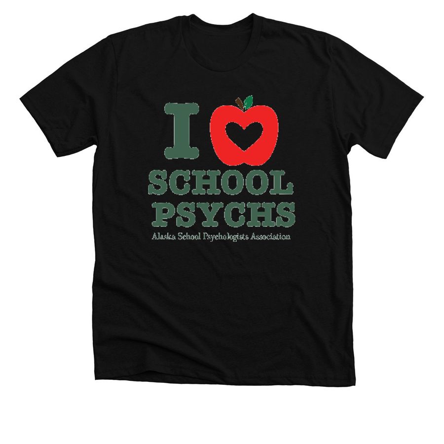 Apple Heart, School Psych Love, a Solid Black Blend Premium Unisex Tee