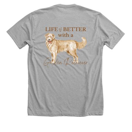 Life is Better with a Golden Retriever, a Athletic Heather Premium Unisex Tee (back-view)