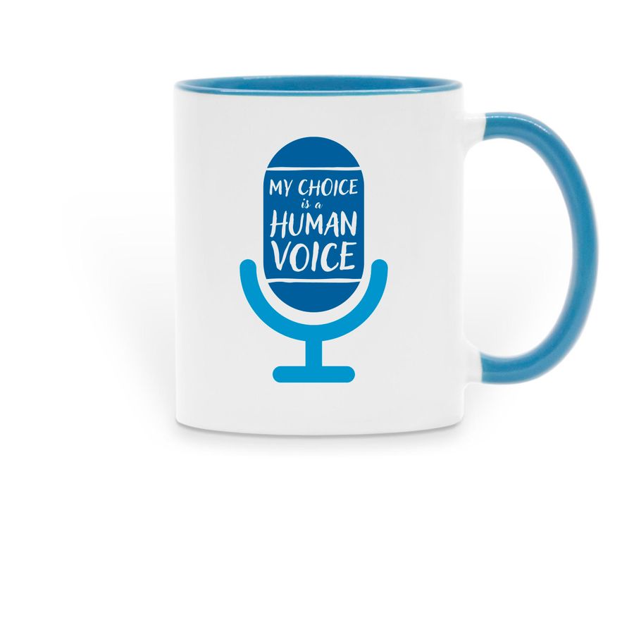Blue Human Voice Mug, a Light Blue Two-Tone Ceramic Mug
