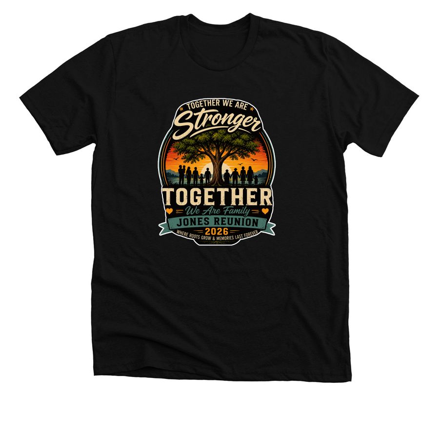 JONES REUNION SHIRT, a Solid Black Blend Premium Unisex Tee
