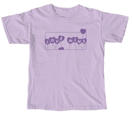 Love Wins - Purple Balloons, a Orchid Comfort Colors Unisex Tee