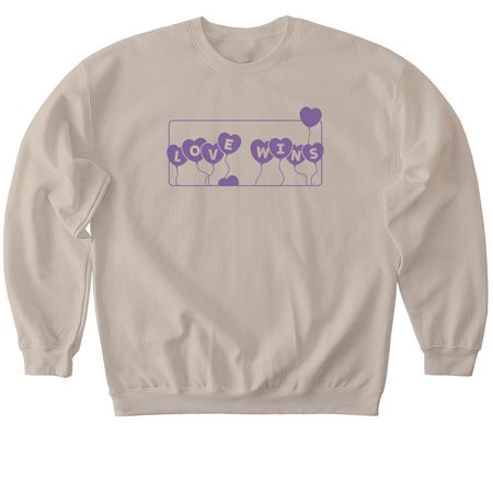 Love Wins - Purple Balloons, a Sand Softstyle Crewneck Sweatshirt