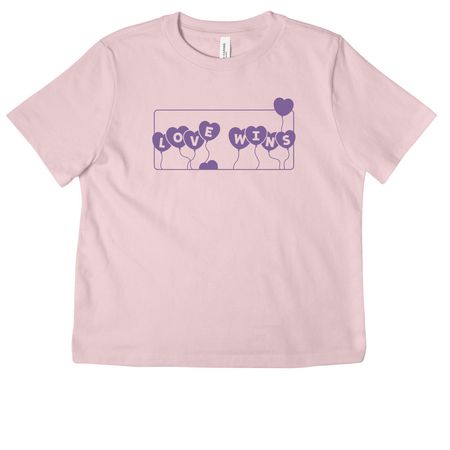 Love Wins - Purple Balloons, a Soft Pink Women's Heavyweight Tee