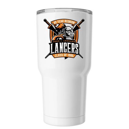 Official John I. Leonard 40 Year Reunion Swag, a White Insulated Tumbler
