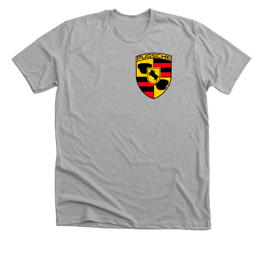 Pugs & Porsches Logo Shirt, a Athletic Heather Premium Unisex Tee