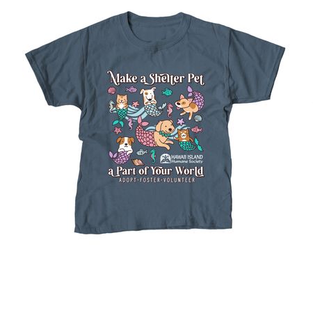 Make a Shelter Pet a Part of Your World!, a Indigo Youth Unisex Tee