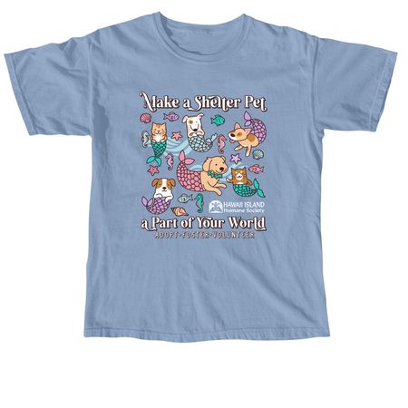 Make a Shelter Pet a Part of Your World!, a Washed Denim Comfort Colors Youth Tee