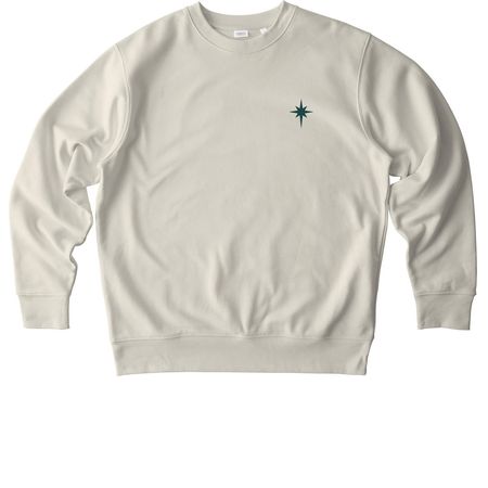 Explore. Contribute. Belong., a Natural Raw Stanley/Stella Unisex Changer 2.0 Crewneck Sweatshirt (back-view)