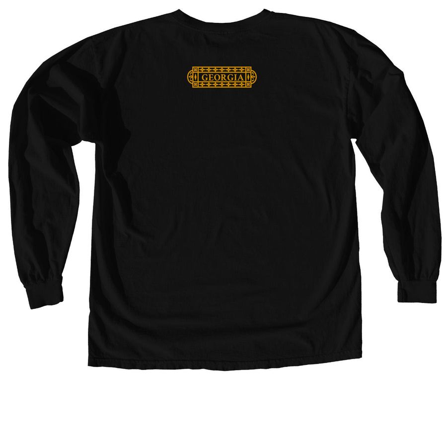 The Blonde Tee ll, a Black Comfort Colors Long Sleeve Tee (back-view)