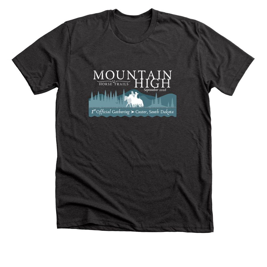 Mountain High Gathering 2026, a Dark Grey Heather Premium Unisex Tee