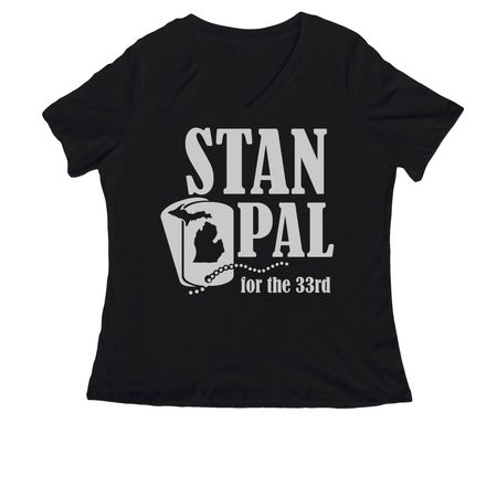 Stan for the 33rd, a Black Women's Relaxed V-Neck Tee