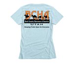 BCHU Mountain Ridge Merch, a Ice Blue Women's Slim Fit Tee (back-view)