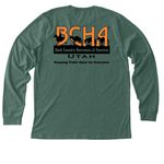 BCHU Mountain Ridge Merch, a Heather Forest Premium Long Sleeve Tee (back-view)