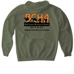 BCHU Mountain Ridge Merch, a Military Green Gildan Softstyle Pullover Hoodie (back-view)