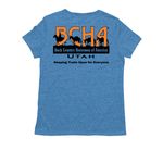 BCHU Mountain Ridge Merch, a Azure Blue Allmade Eco Triblend Women?s Tee (back-view)