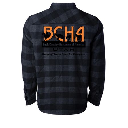 BCHU Mountain Ridge Merch, a Charcoal Heather/ Black Unisex Flannel Shirt