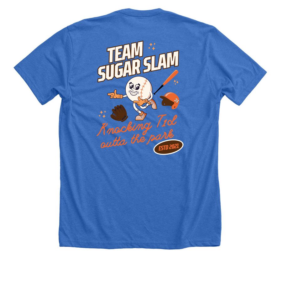 Team Sugar Slam: Knocking T1D Out of the Park, a Heather True Royal Premium Unisex Tee
