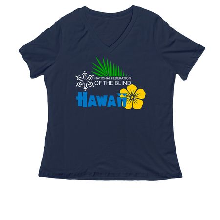 NFBH Hibiscus Shirts: V-Necks, a Navy Women's Relaxed V-Neck Tee