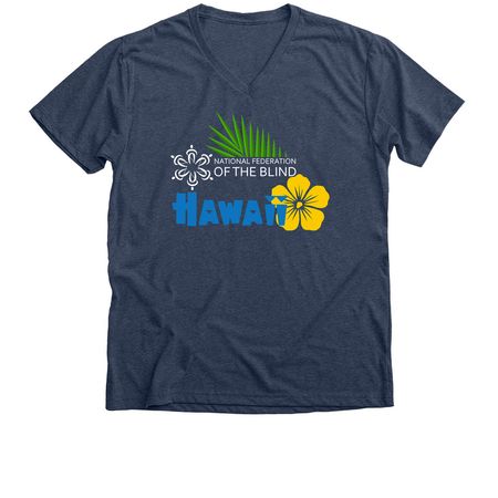 NFBH Hibiscus Shirts: V-Necks, a Heather Navy Premium V-Neck Tee