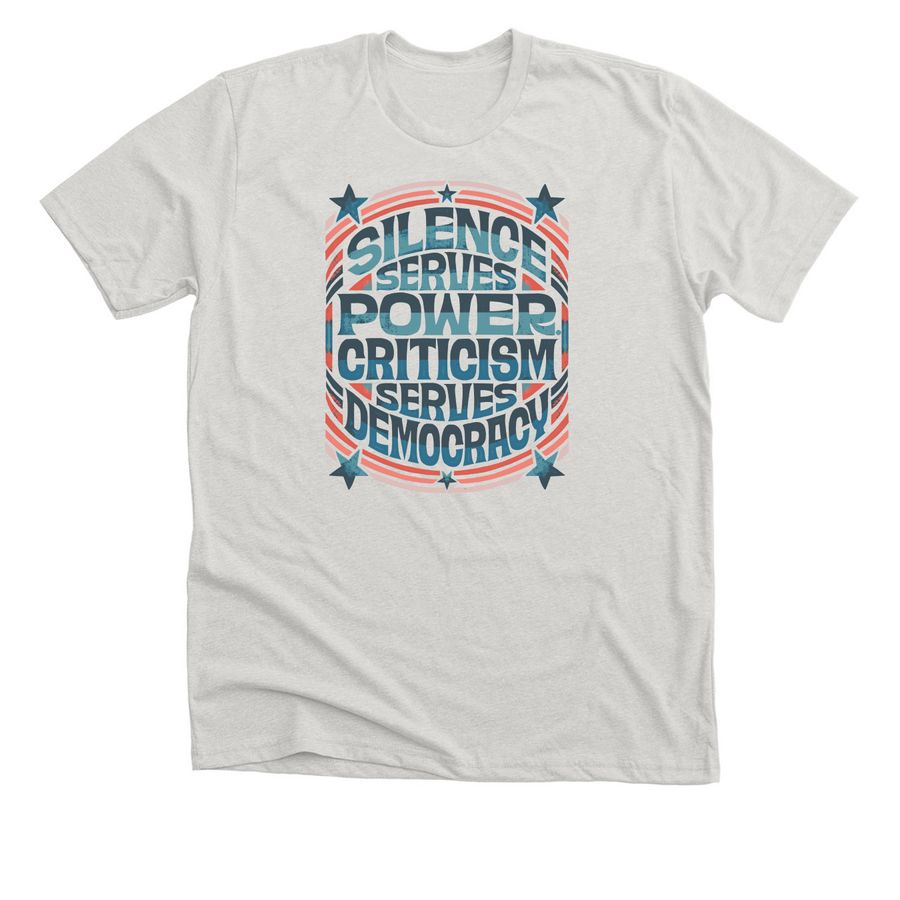Silence Serves Power T-Shirt, a Heather Cement Premium Unisex Tee