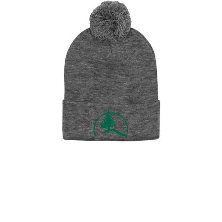 Fall Essentials, a Dark Heather Grey Printed Pom-Pom Beanie