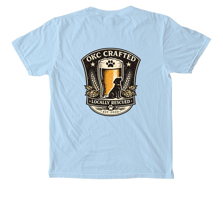OKC Crafted, a Chambray Comfort Colors Pocket Tee (back-view)