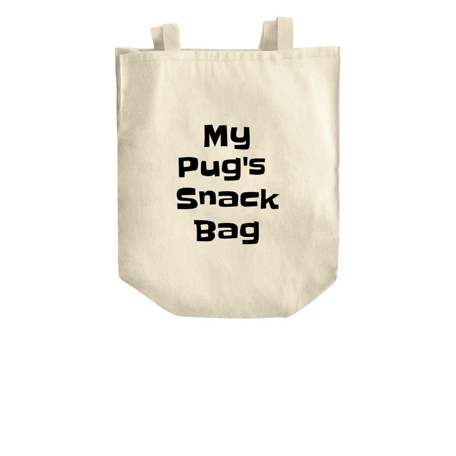 Pug Social Grocery Tote, a Natural Over-the-Shoulder Shopping Tote Bag (back-view)