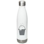 Trash Bag, a White Stainless Steel Water Bottle (back-view)