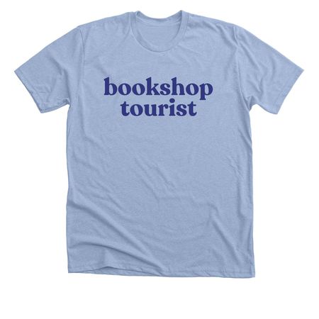 Iowa Indie Bookshop Tour '26 Bookshop Tourist, a Heather Baby Blue Premium Unisex Tee