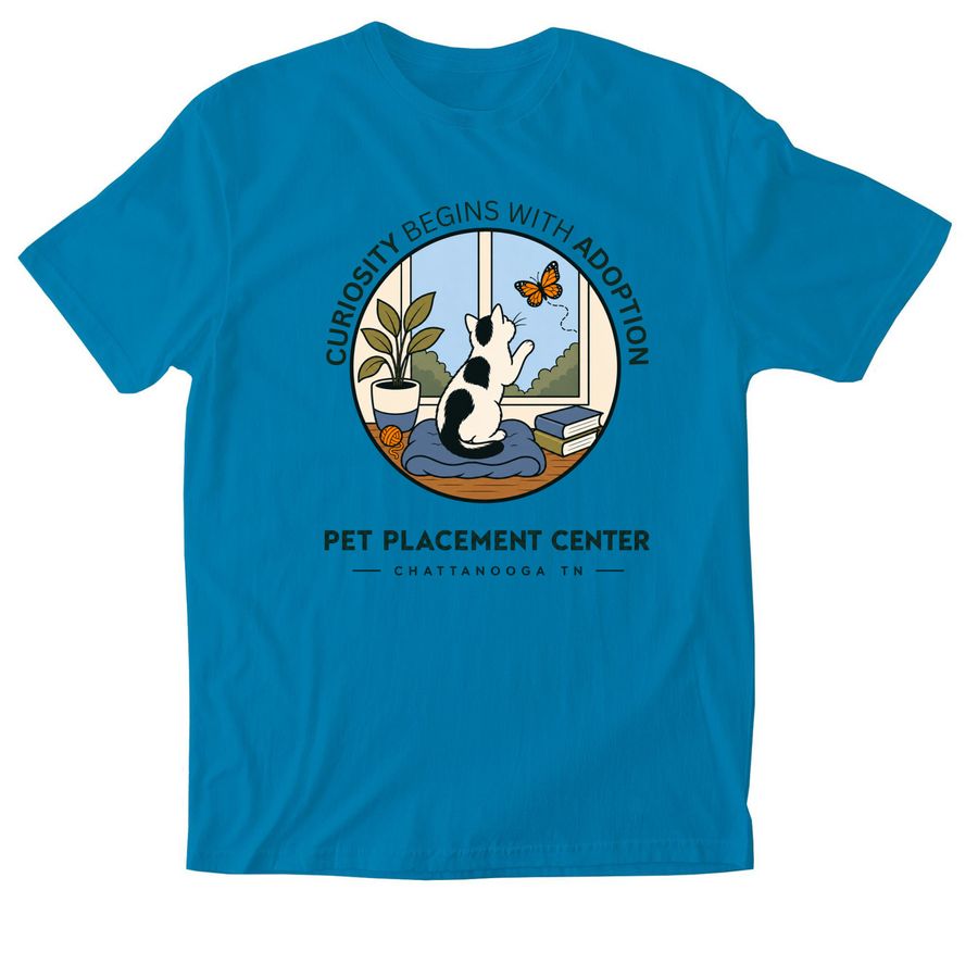 Curiosity Begins With Adoption, a Sapphire Softstyle Cotton Tee