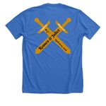 Romeo & Juliet, a Heather True Royal Premium Unisex Tee (back-view)