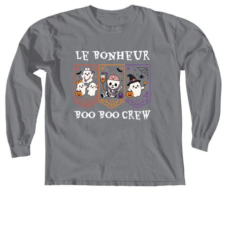 Le Bonheur Boo Boo Crew, a Granite Comfort Colors Long Sleeve Tee