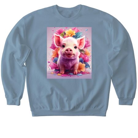 Cute piggy, a Stone Blue Softstyle Crewneck Sweatshirt