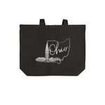 Ohio Tote, a Deep Black Cotton Canvas Tote Bag (back-view)