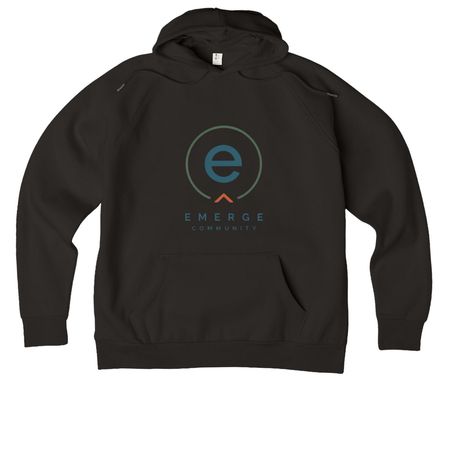 Emerge Logo, a Deep Black Allmade Organic CVC Pullover Hoodie