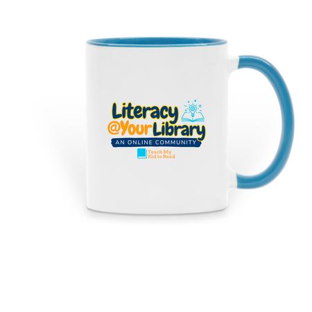 Literacy @ Your Library, a Light Blue Two-Tone Ceramic Mug